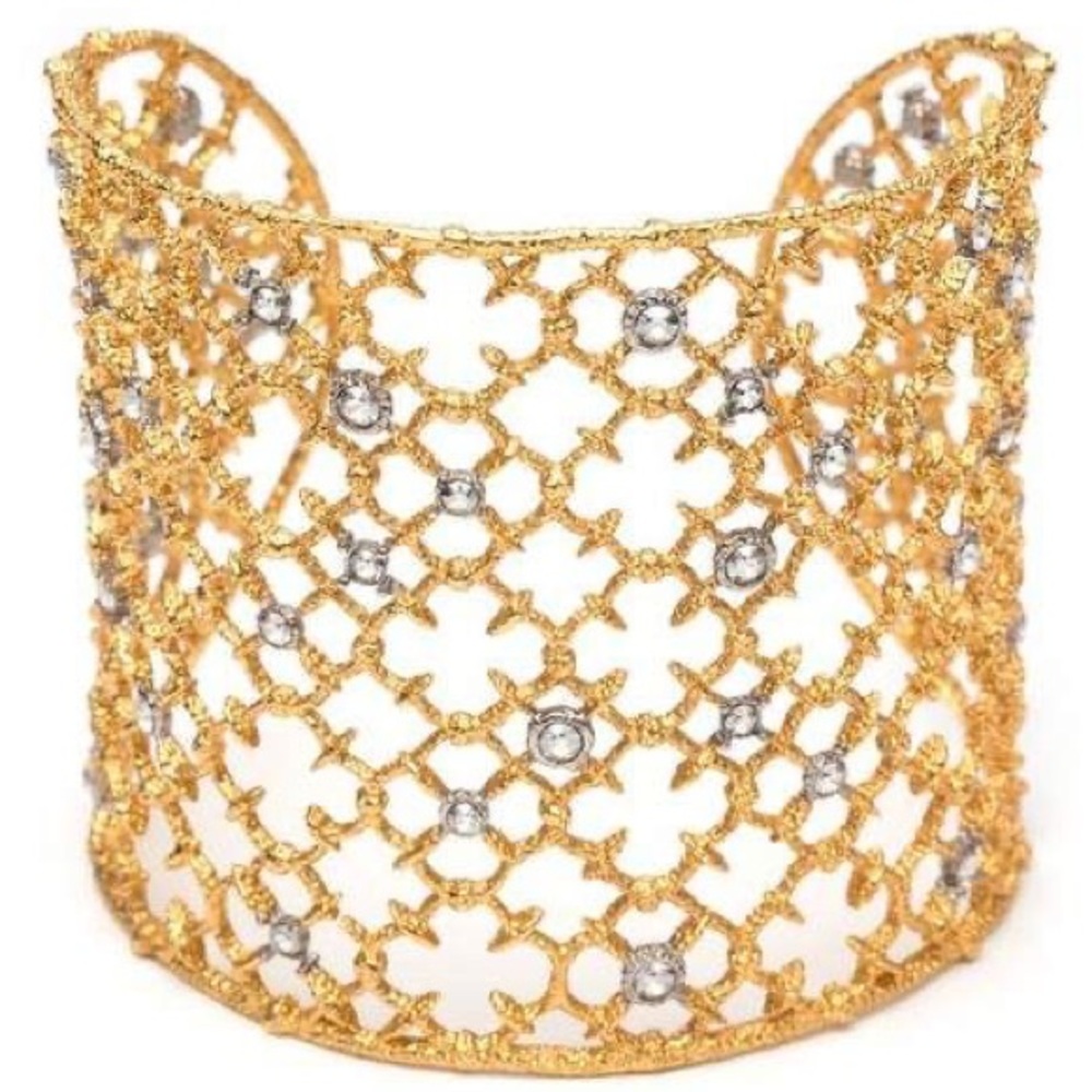Authentic Alexis Bittar Muse D'ore Crystal Spur Lace Cuff Bracelet - Picture 3 of 5